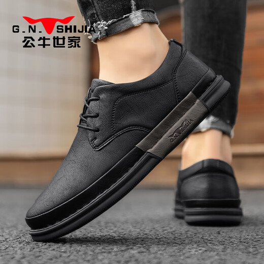Bull Family Men's Shoes 2025 New Breathable Leather Shoes Men's Cowhide Business Casual Shoes Soft Sole Versatile Driving Shoes Men