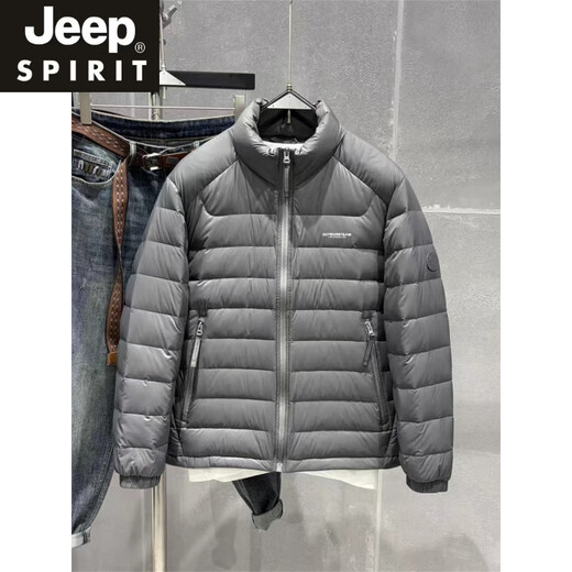 JEEP SPIRIT2025新款男士立领轻便羽绒服轻薄款百搭休闲保暖鸭绒排骨外套冬季 黑色 M