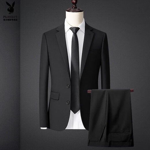 Playboy (PLAYBOY) men's suit, high-end suit, four-piece suit, business formal attire, vest, professional attire, interview, work, groom's suit (single piece), black blazer S