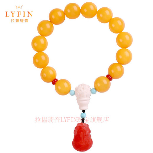 La Yun Feiyin Baltic Sea natural amber chicken fat yellow beeswax bracelet for men and women single circle southern red Pixiu bracelet round bead jewelry about 12mm (with certificate)