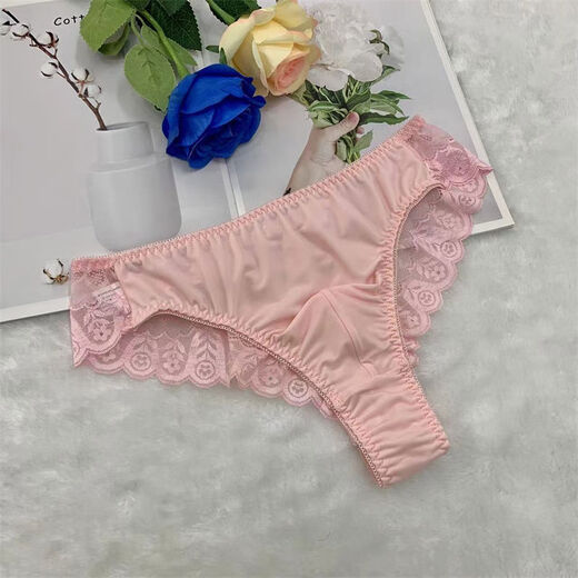 New silky sexy close-fitting thong men's lace men's daily wear healthy and comfortable sexy underwear pink M recommendation 80100Jin Jin equals 0.5 kg