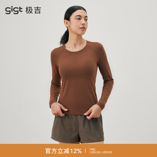 Gigt Jiji Yoga Wear Women's Autumn New Breathable Long-Sleeved Sports T-shirt Casual Sports Cover-Up Pilates Training Wear Espresso M