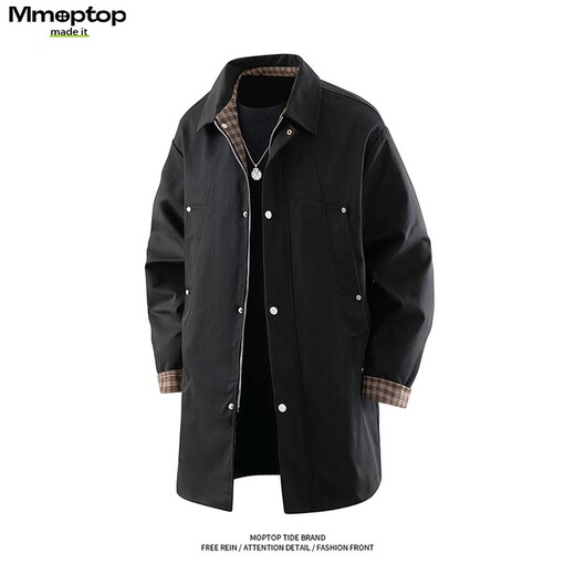 MMOPTOP silhouette lapel windbreaker autumn and winter men's British style loose high-end casual jacket MFY02 black XL