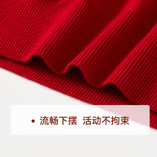 YEEHOO girls' dress children's sweater skirt small and medium-sized children's clothing red New Year's greetings wool skirt spring red 150