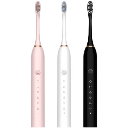 Electric toothbrush for adults, rechargeable, fully automatic, sonic, soft-bristled, waterproof, for men and women, couple set, pink, with 6 brush heads