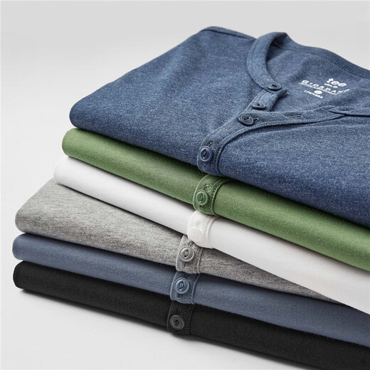 Giordano Henley shirt men's pure cotton knitted solid color basic Henry collar short-sleeved T-shirt for men 01023418