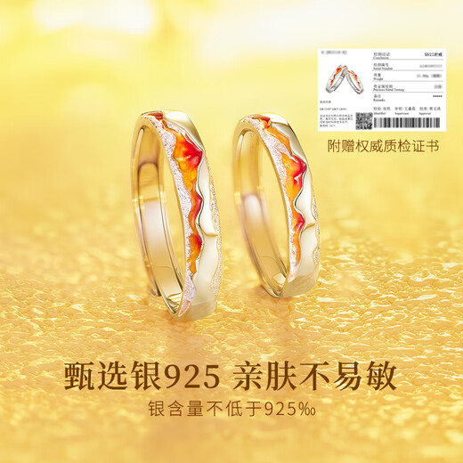 China Gold (CHINA GOLD) Rizhao Jinshan Ring Couple's Ring Sterling Silver Ring Couple's Niche Design Female Birthday Gift for Girlfriend Rizhao Jinshan S925 Pair of Ring Free Chinese Gold Gift Box