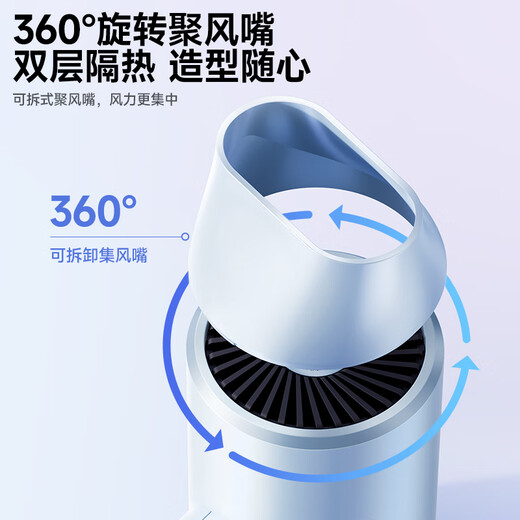 KONKA folding hair dryer, home silent negative ions, high power, non-damaging hair dryer, strong wind, student dormitory, high-speed barber shop, second dry, special birthday gift for women and men, blue standard model, foldable + 90 million negative ions + drying cap air nozzle