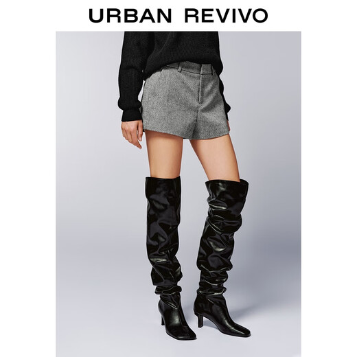 UR2025 Autumn New Women's Charming Commuting Simple Textured Shorts UWG650091 Warm Gray XL