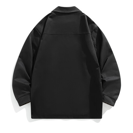 MMOPTOP silhouette lapel windbreaker autumn and winter men's British style loose high-end casual jacket MFY02 black XL
