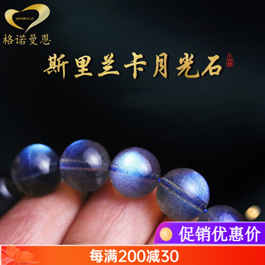 GONMCEAN Gray Moonstone Bracelet Strong Blue Light Bracelet Crystal Old Wax Accessories Women's Gift Bead Diameter 8mm