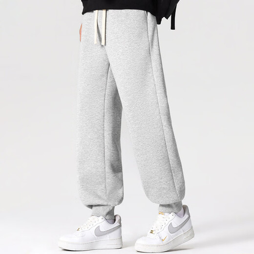 MINISO Lambskin Pants Men's Winter Warmth and Coldproof Plus Velvet Extra Thick Soft Waxy Trousers Men's Casual Fleece Trousers Upgraded Lamb Velvet/Elastic Tights Gray Green (Vibrant Pants Label) S/165 (Same Style for Men and Women)