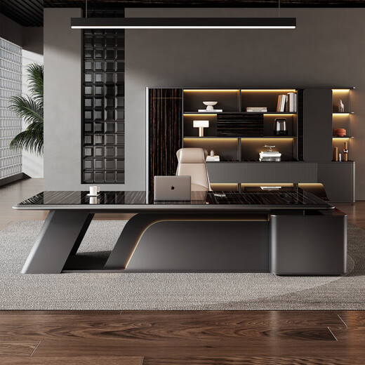 Boss desk office desk and chair combination simple and modern president desk leadership office furniture manager executive desk 2.0 meters president desk (rounded corner desktop model)