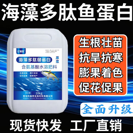 Yizhiwang Fish Protein Foliar Fertilizer for Fruit Trees, Strawberries and Vegetables Agricultural Application Water-soluble Fertilizer for Rooting, Seedling Expansion, Fruit Expansion and Color Change Seaweed Polypeptide Fish Protein 10kg*1 Barrel