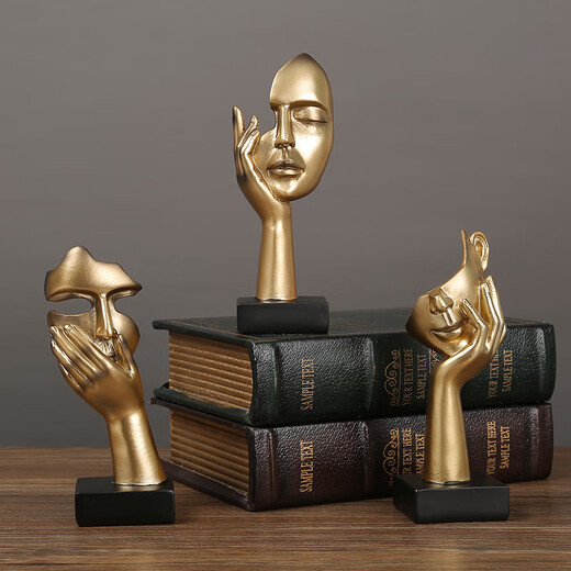 Abstract art wine cabinet decoration ornaments high-end niche home living room TV cabinet office character sculpture thinking about gold