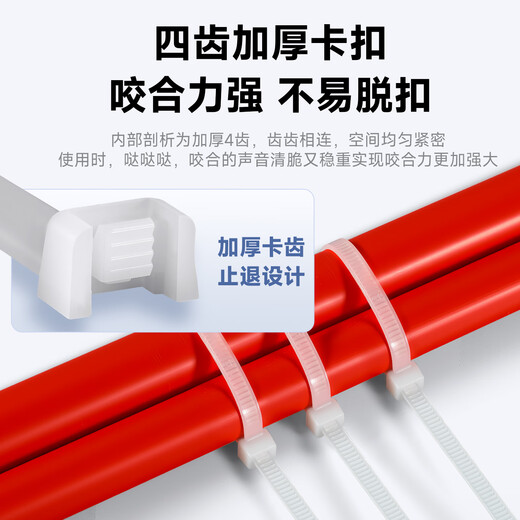 TYO national standard nylon cable tie self-locking cable tie plastic bundling cable management belt wire harness belt white 3*100 (width 2.5mm) white-100 pieces