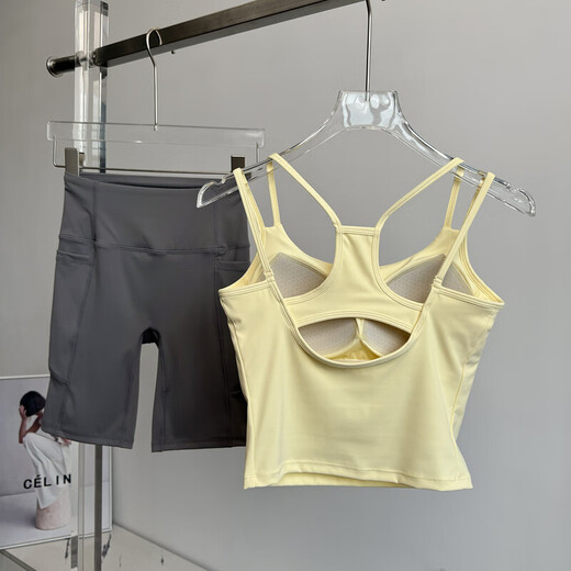 Yoga clothing set for women 2025 new summer Pilates training clothing quick-drying, dry and breathable, morning running exercise, ivory white + gray, shock-proof, hip lifting and abdominal tightening M (recommended 96-105 Jin Jin equals 0.5 kg)