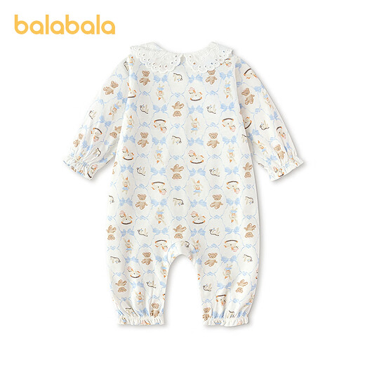 BALABALA balaOne BALABALA Children's Clothing Newborn Jumpsuit Romper Suit 2026 New Spring Clothes Cute White Blue Tone 00318 52cm