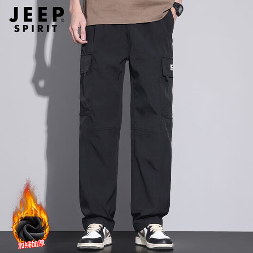 JEEP SPIRIT Jeep casual pants men's velvet pants men's autumn and winter overalls loose straight wide-leg pants versatile sports pants for men