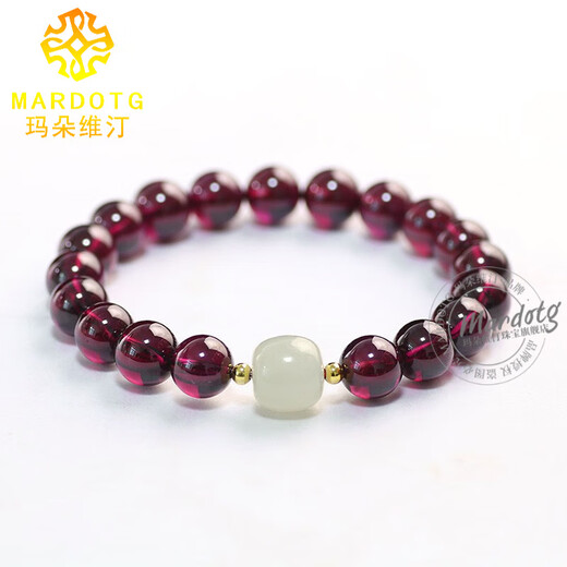 MARDOTG Collection Grade Purple Tooth Black Garnet Bracelet Women's Jade Buddha Bead Bracelet Birthday Gift for Women 8