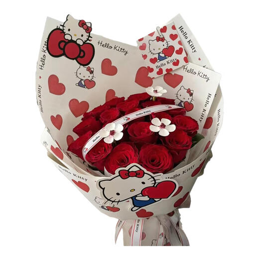 Spend time with hellokitty bouquet, immortalized flowers, roses, simulated soap bouquet, as a New Year's Eve birthday gift for your girlfriend and best friend. Only You Shine, kitty bouquet-19 small red bouquets