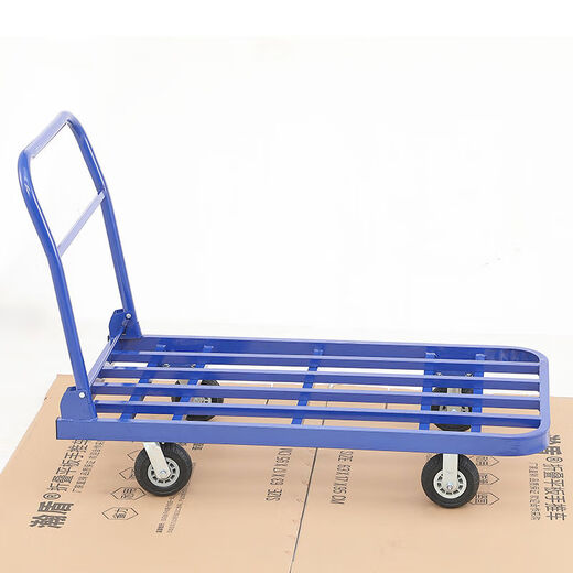 Handun silent flatbed trolley, steel plate trolley, folding trolley, four-wheel trolley, express trolley, large model 150x80 with 6-inch thickened nylon wheels, good load-bearing and noisy