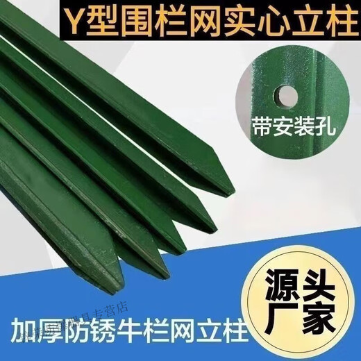 Mihong Cattle Fence Net Column Solid Lace Triangular Column Extra Thick Farm Fence Column Bracket Thickened Fixed Piles 1.3 Meters High (Anti-Lodging Columns) 10 Straight Edge Solid Steel Columns