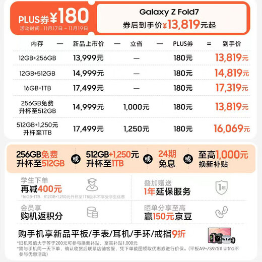 Samsung Galaxy Z Fold7 Ultra-thin folding screen mobile phone 200 million pixels AI mobile phone The same model as my brother who has overcome all obstacles 12GB+512GB Starry Night Silver