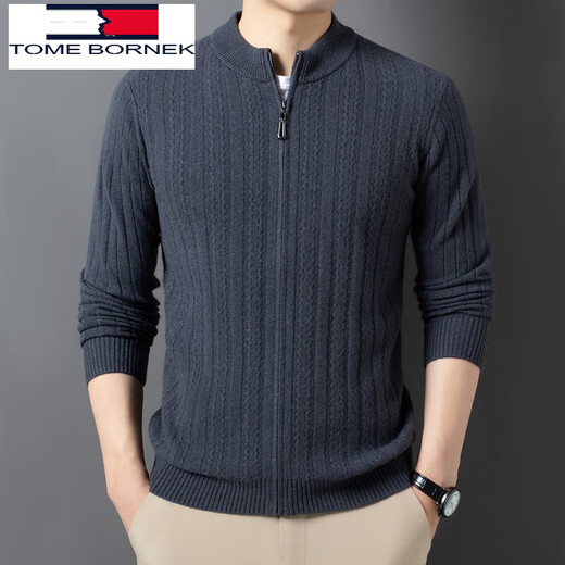 TOME BORNEK Tommy Tommy Men's Wool Knitted Cardigan Autumn and Winter Business Loose Sweater Long Sleeve Half Turtle Collar Jacket Casual Spring Jinhua Camel S 165