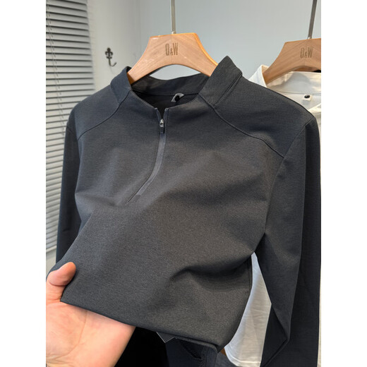 GOLDLION G+ Goldlion half-zip Henry collar long-sleeved T-shirt men's 2025 new autumn sports and leisure black M