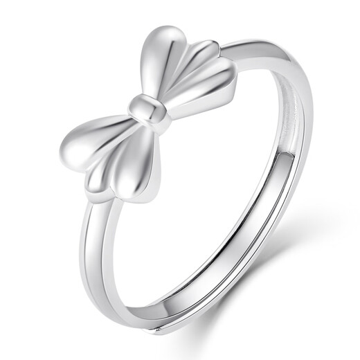 Wanfulong platinum 950 fugitive princess bow ring for women, niche design, light luxury and high-end hot style for girlfriend, platinum 950 bow ring opening 4.12g