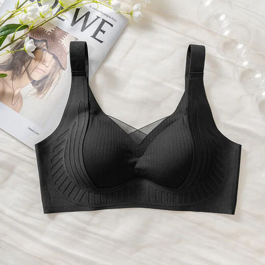Qianyouyue Pilates Black Bandage Seamless Push-up Bra Thin Breathable Breast Reduction Black S 80-105Jin Jin equals 0.5kg