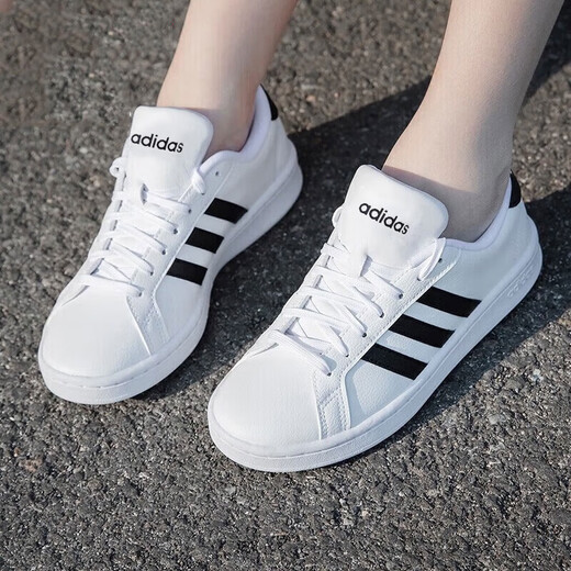 Adidas casual shoes for men and women 2025 autumn and winter new sports shoes GRAND COURT 2.0 low-top sneakers GW9195 white/black 40