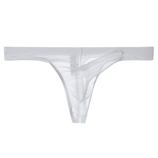 JUNYEON men's underwear ultra-thin mesh transparent thong elephant trunk bullet separated see-through white M