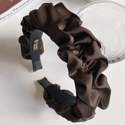 Zhuxi headband women's high-end fashionable high-ceiling Hong Kong style face wash headband hairpin 2025 new headwear pressed hair pleated headband black