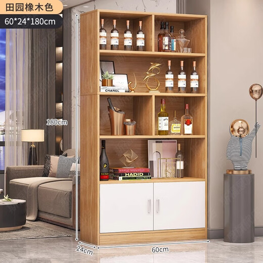 Yusenyi wine cabinet display cabinet home living room entrance cabinet simple modern storage rack floor cabinet wall partition cabinet wine rack cabinet door type thickened plate pastoral color 60*24