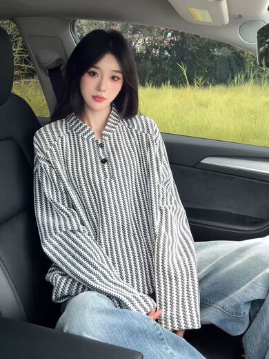 Herringbone Pattern American Henley Collar Men's Shirt Autumn Heavyweight Dog Print Long Sleeve T-Shirt Polo Inner Bottom Shirt White Upgrade 90 Customer Choice M M100-115Jin Jin is equal to 0.5 kg