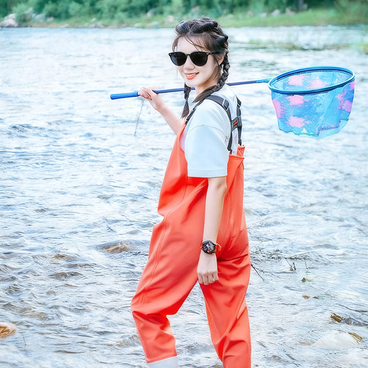 Fan Shengyu waders women's sea-going equipment adult half-length wading suit waterproof rain pants with rain boots one-piece full-body rain trousers women's waders orange 38-39