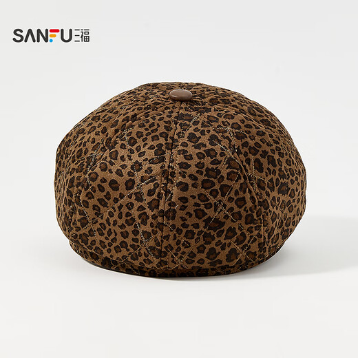 SANFU quilted leopard print octagonal hat fashionable personalized clothing accessories accessories hat painter hat 850833 leopard print coffee color one size