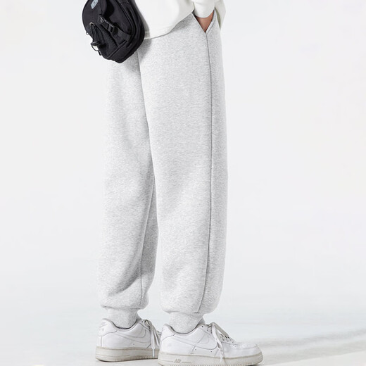 MINISO Lambskin Pants Men's Winter Warmth and Coldproof Plus Velvet Extra Thick Soft Waxy Trousers Men's Casual Fleece Trousers Upgraded Lamb Velvet/Elastic Tights Gray Green (Vibrant Pants Label) S/165 (Same Style for Men and Women)