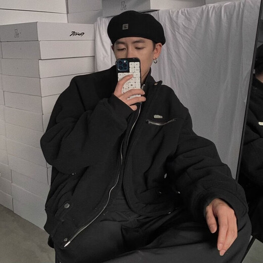 ZNMW men's beret forward hat men's trendy reverse beret cool autumn and winter Korean style black versatile woolen style 20 black one size fits all (56-58cm)