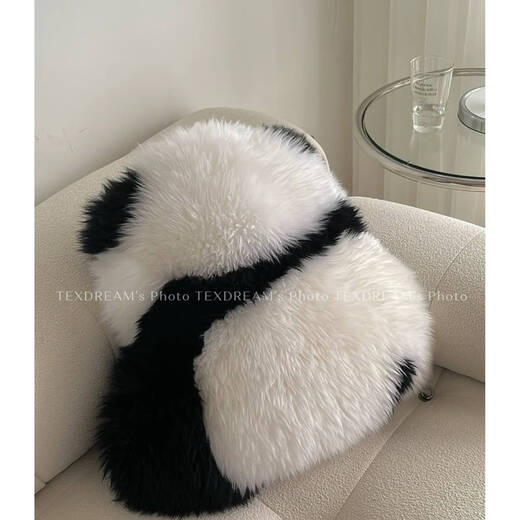 Yong Huan's latest attitude, real wool, cute orchids, the same panda pillow doll, cute cushions, sofa cushions, Panda Dudu 3-piece set, pillow + floor mat + blanket, red panda Dundun series