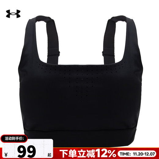 Under Armor Women's Sports Bra 2025 Autumn New Yoga Pilates Running Bra Breathable and Comfortable Sports Bra 1361028-001 XS (74-80CM) XS