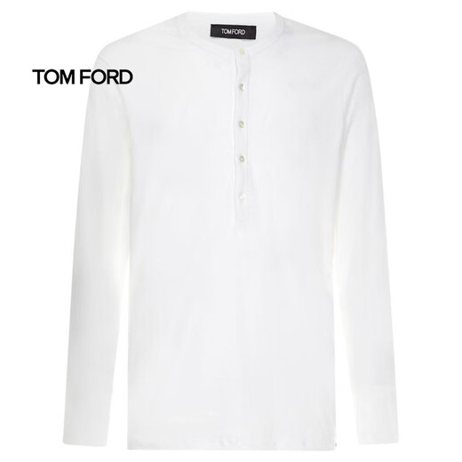 TOM FORD (TOM FORD) FW25 Luxury Men's Crew Neck Henley Pajamas T-Shirt White 20 | L
