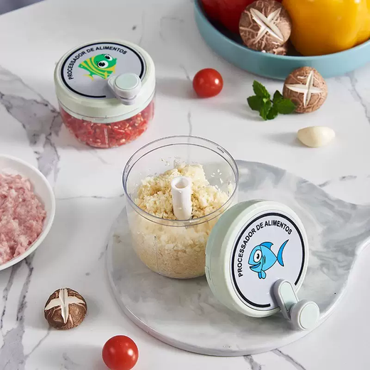 Yusenyi hand-operated garlic masher, manual garlic press, small garlic masher, garlic masher, garlic mincer, green carving (stainless steel boy) 400ml, three blades 400ml