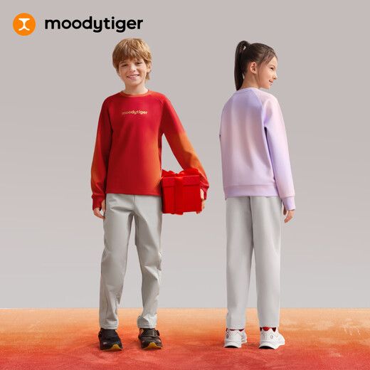 Moodytiger New Year Series Children's Sweater Soft and Crisp 26th Spring Air Layer Red Round Neck Sportswear for Boys and Girls
