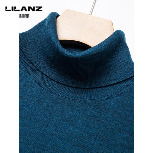 Lilang Light Luxury Turtleneck Worsted Wool Sweater Men's Spring and Autumn Thin Long Sleeve Bottoming Shirt 100 Pure Wool 60 Count Super Fine Black Thin Section 4XL (190)