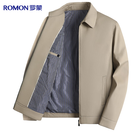 Romon 100% cotton jacket men's young and middle-aged spring and autumn coat work wear casual lapel dad wear men's jacket