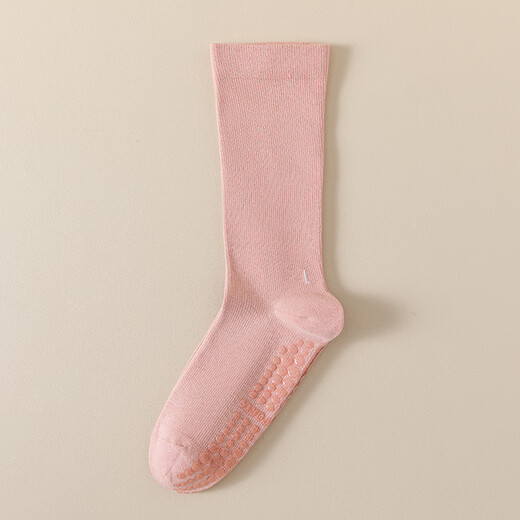 Solid Color Pressure Breathable Combed Cotton Sports Fitness Anti-Slip Pilates Boneless Seam Yoga Dance Calf Women's Socks Pink One Size