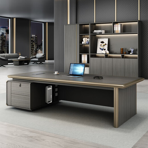 Desk Boss Desk Simple Modern Manager Desk Light Luxury Leadership Desk and Chair Set Office Executive Desk Combination 1.6 Meter Boss Desk E0 Plate + Desktop Aluminum Alloy Edge